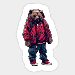 Bear wearing hip hop style Sticker